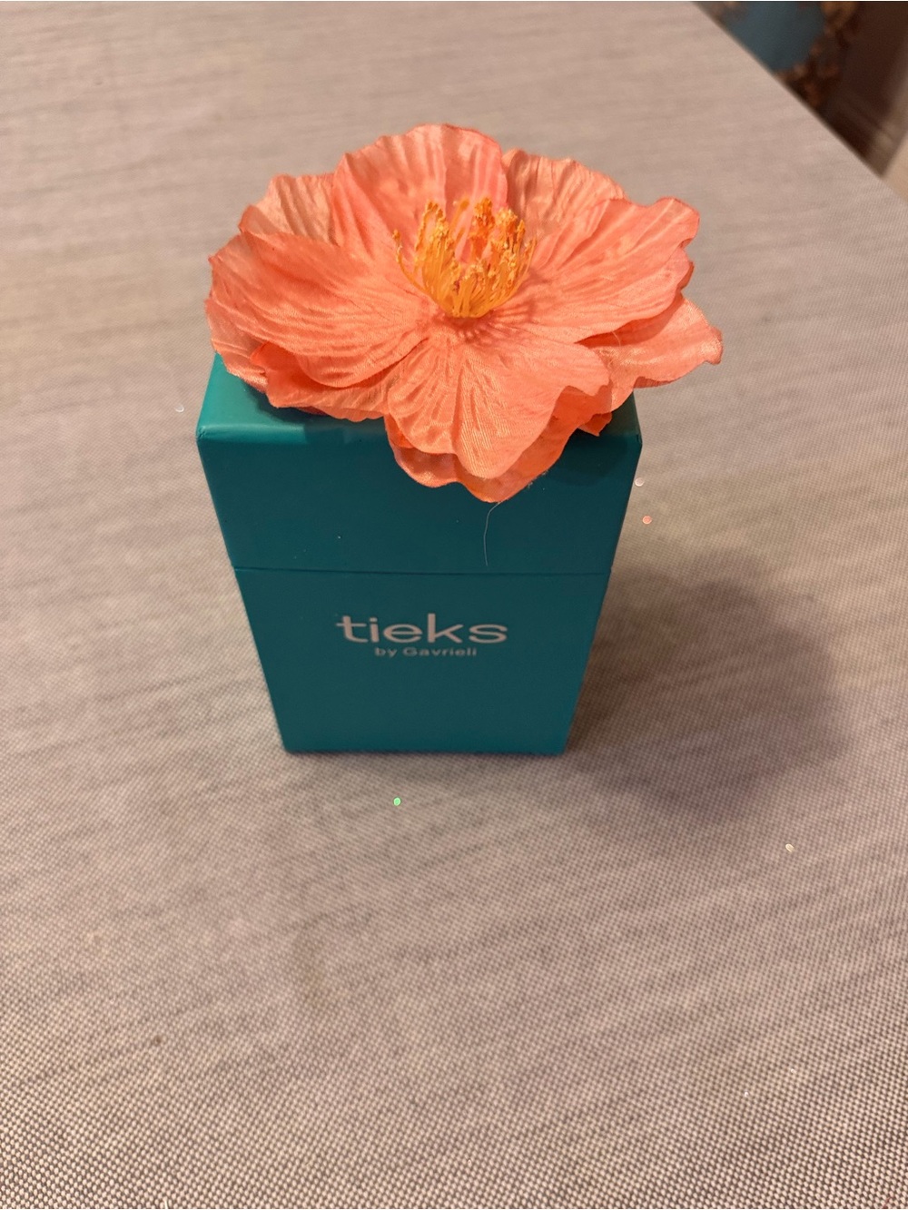 Tieks Turquoise Decorative Box with Coral Floral Topper (peach poppy limited ed)